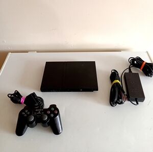 Sony PlayStation 2 Slim Console w/Controller & Cables, Tested & Working!